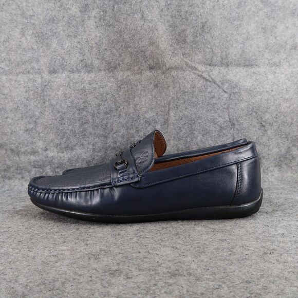 Andrew Fezza Shoes Mens 9.5 Loafer Moccasin Slip On Casual Navy Classic Fashion
